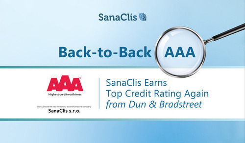 SanaClis Earns Top Credit Rating Again from Dun & Bradstreet, Banner