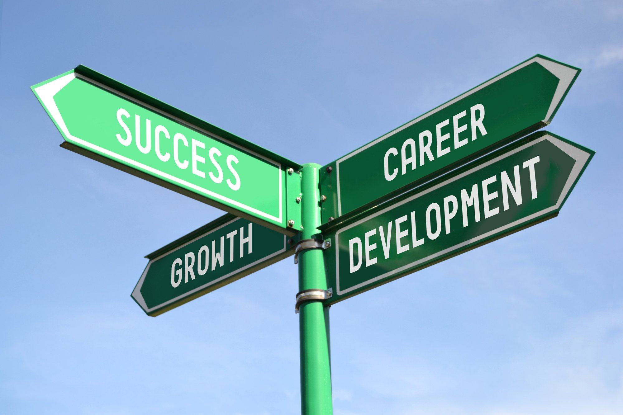 Sign showing directions to career and development