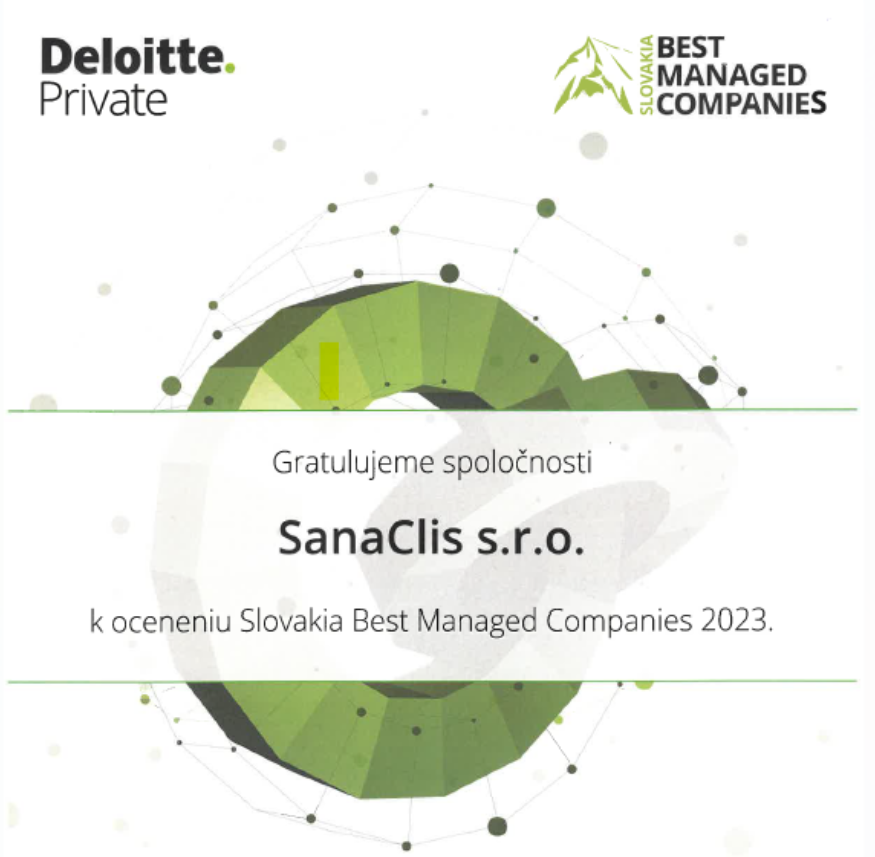 Deloitte - SLOVAKIA BEST MANAGED COMPANIES 2023, SanaClis